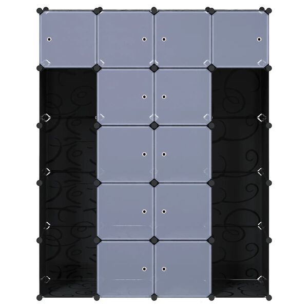 vidaXL Armoire modulaire 14 compartiments Noir et blanc 37x146x180,5cm