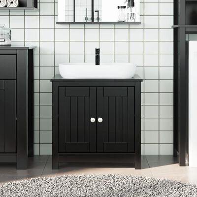 vidaXL Meuble de salle de bain BERG noir 60x34x59 cm bois pin massif