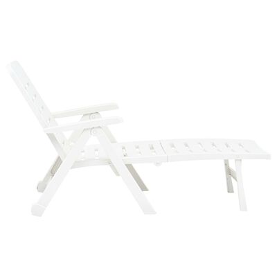 vidaXL Chaise longue pliable Plastique Blanc