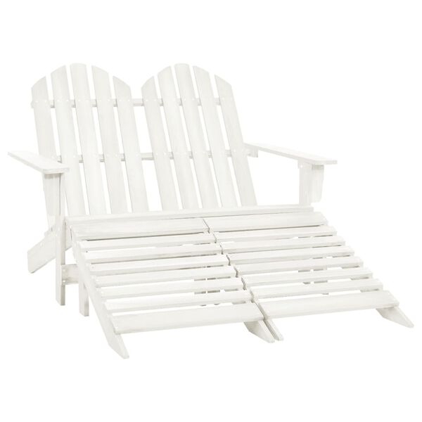 vidaXL Chaise de jardin Adirondack 2 places et repose-pied sapin blanc