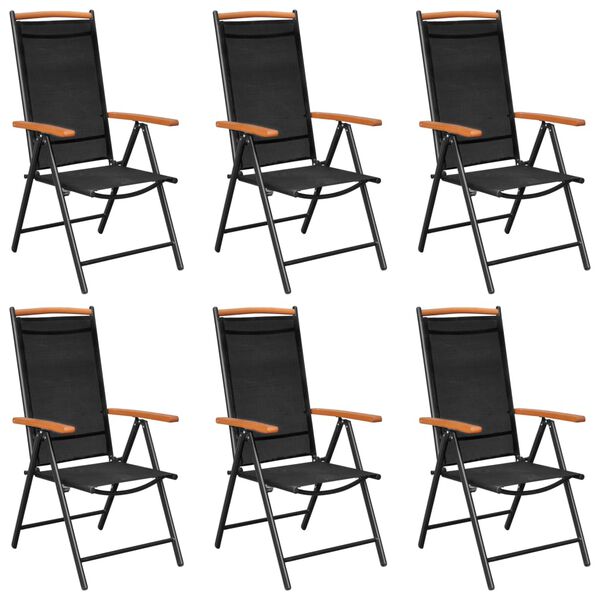 vidaXL Ensemble à manger de jardin 7 pcs Aluminium Noir
