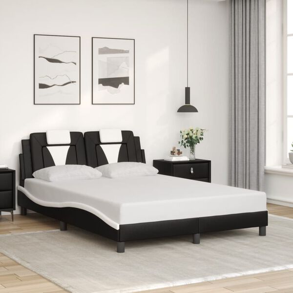 vidaXL Cadre de lit Viana avec LED sans matelas noir blanc 137x190 cm