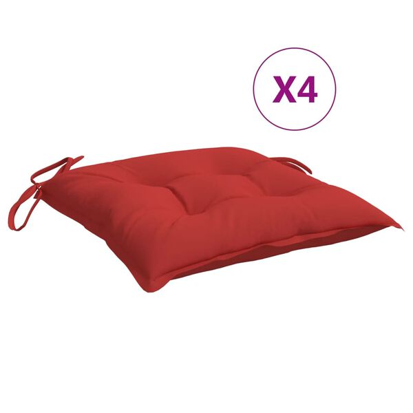 vidaXL Coussins de chaise lot de 4 rouge 40x40x7 cm tissu oxford
