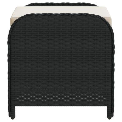 vidaXL Tabouret de jardin avec coussin noir 58x46x46 cm résine tressée