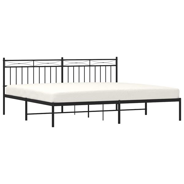 vidaXL Cadre de lit m&eacute;tal sans matelas avec t&ecirc;te de lit noir 193x203cm