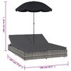 vidaXL Chaise longue d'extérieur avec parasol Résine tressée Gris