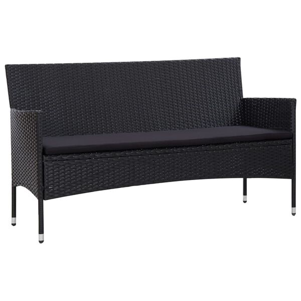 vidaXL Salon de jardin 5 pcs avec coussins r&eacute;sine tress&eacute;e noir