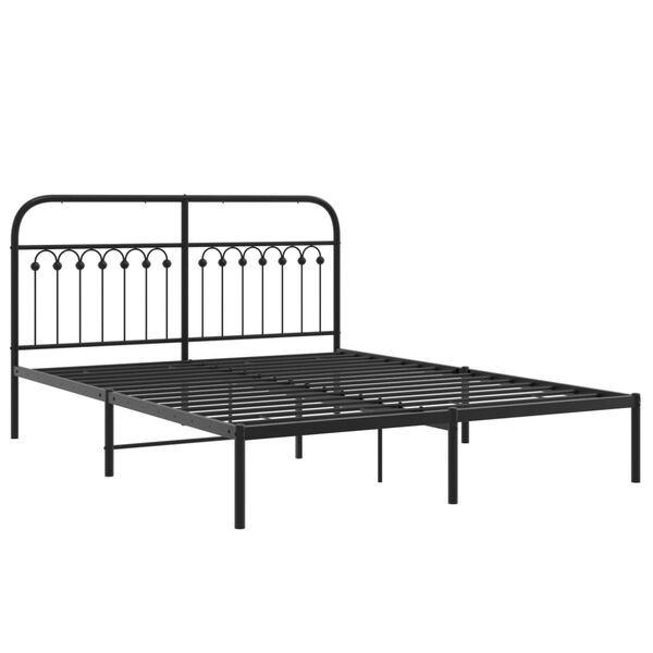 vidaXL Cadre de lit m&eacute;tal sans matelas avec t&ecirc;te de lit noir 150x200cm