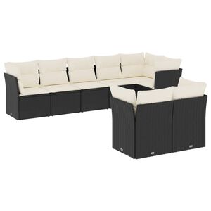 vidaXL Salon de jardin 8 pcs avec coussins noir r&eacute;sine tress&eacute;e