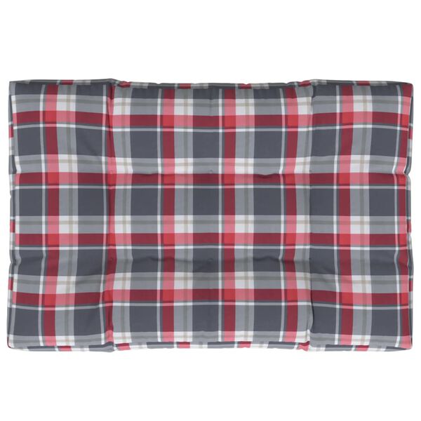 vidaXL Coussin de palette motif à carreaux rouge 120x80x12 cm tissu