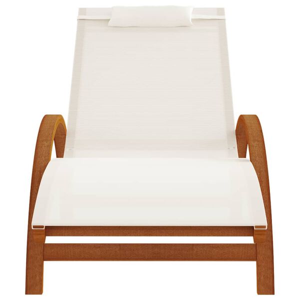 vidaXL Chaise longue avec coussin blanc textilène/bois massif peuplier