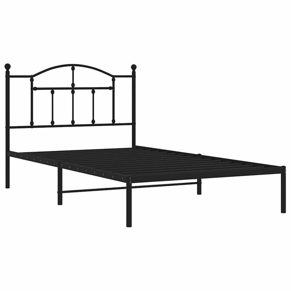 vidaXL Cadre de lit m&eacute;tal sans matelas avec t&ecirc;te de lit noir 100x200cm