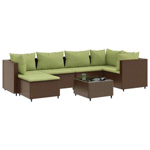 vidaXL Salon de jardin avec coussins 7 pcs marron r&eacute;sine tress&eacute;e