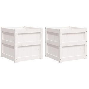 vidaXL Jardini&egrave;res 2 pcs blanc bois de pin massif