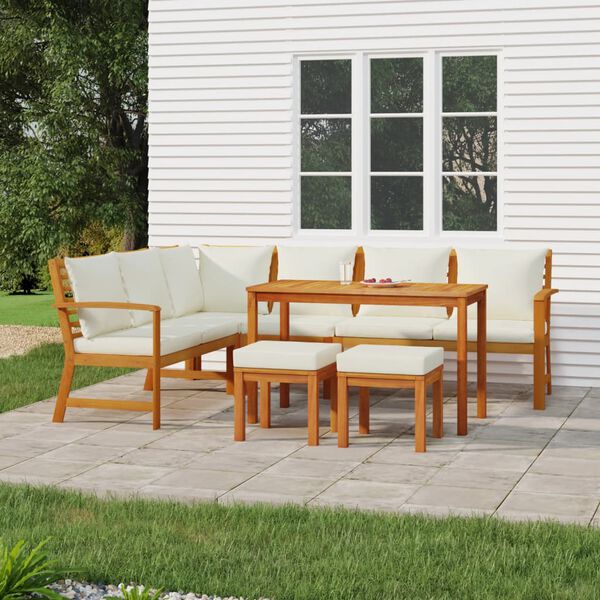 vidaXL Ensemble &agrave; manger de jardin coussins 7 pcs Bois acacia