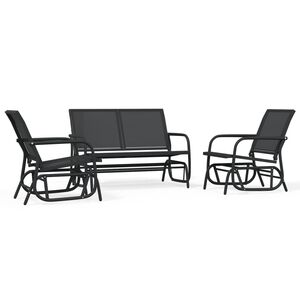 vidaXL Ensemble de salon de jardin 3 pcs noir textilène et acier
