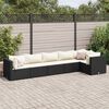 vidaXL Salon de jardin 6 pcs avec coussins Noir R&eacute;sine tress&eacute;e