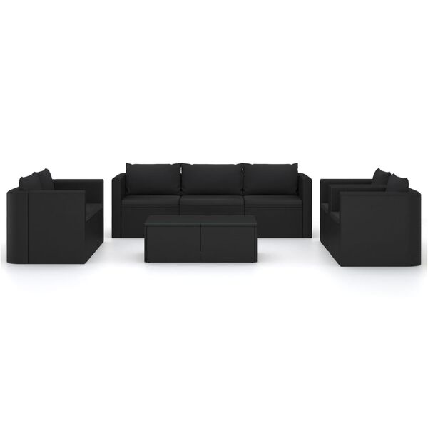 vidaXL Salon de jardin 9 pcs avec coussins R&eacute;sine tress&eacute;e Noir