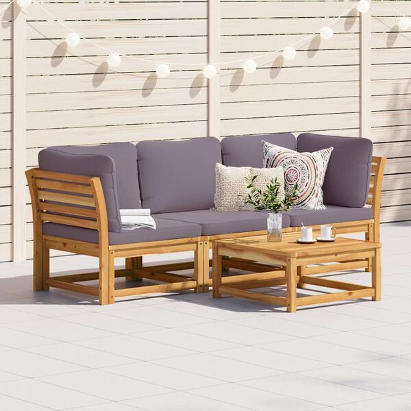vidaXL Salon de jardin 3 pcs avec coussins bois massif d'acacia