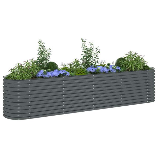 vidaXL Lit sur&eacute;lev&eacute; de jardin 400x80x81 cm Acier galvanis&eacute; Gris