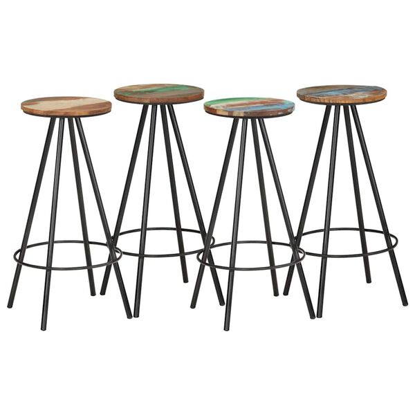 vidaXL Tabourets de bar lot de 4 bois massif de r&eacute;cup&eacute;ration