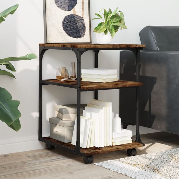 vidaXL Support d'imprimante à 3 niveaux chêne fumé 43x48x64 cm