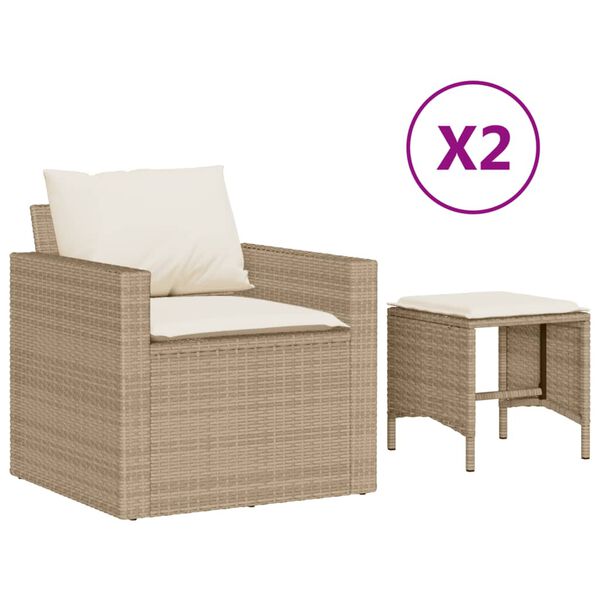 vidaXL Salon de jardin avec coussins 4 pcs beige r&eacute;sine tress&eacute;e
