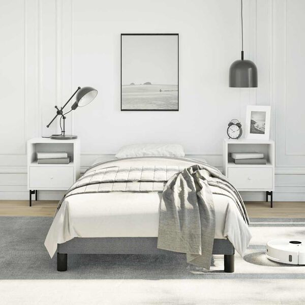 vidaXL Cadre de lit gris foncé 100x190 cm tissu