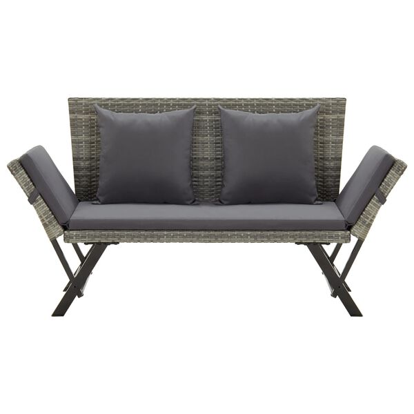 vidaXL Banc de jardin avec coussins 176 cm Gris Résine tressée