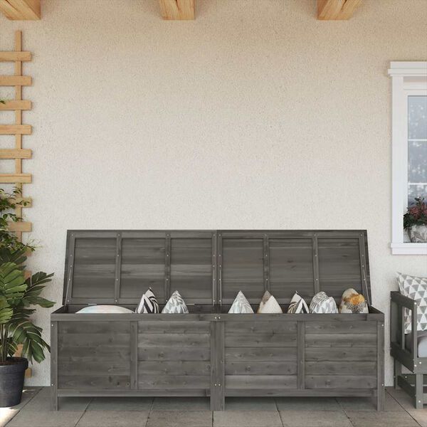 vidaXL Bo&icirc;te de rangement de jardin anthracite bois massif de sapin