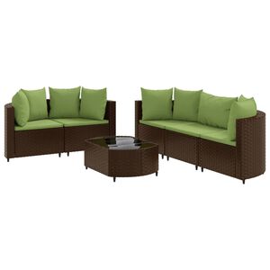 vidaXL Salon de jardin avec coussins 6 pcs marron r&eacute;sine tress&eacute;e