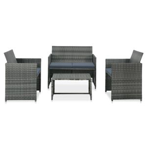 vidaXL Salon de jardin 4 pcs avec coussins r&eacute;sine tress&eacute;e gris