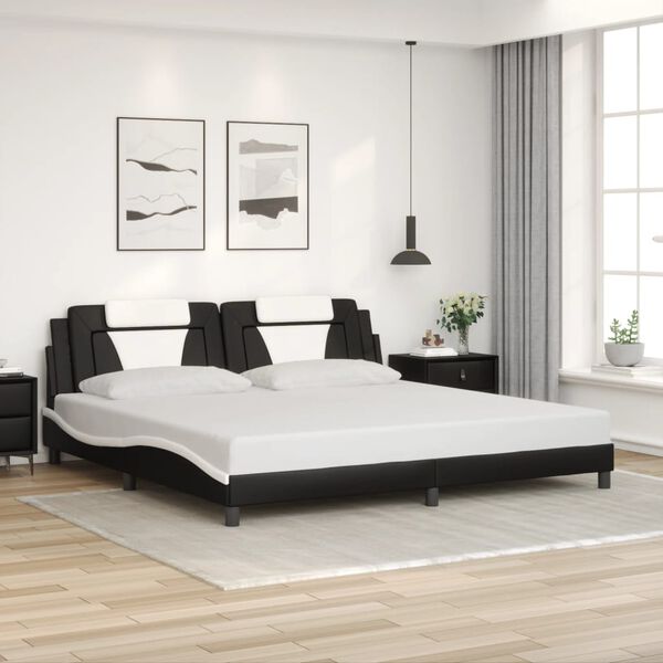 vidaXL Cadre de lit Viana avec LED sans matelas noir blanc 193x203 cm