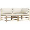 vidaXL Salon de jardin 2 pcs avec coussins blanc cr&egrave;me Bambou
