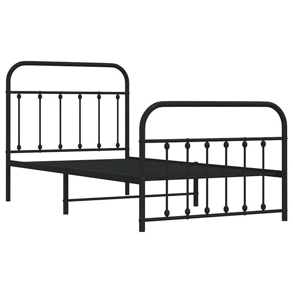 vidaXL Cadre de lit métal sans matelas avec pied de lit noir 100x190cm