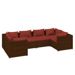 vidaXL Salon de jardin 6 pcs avec coussins R&eacute;sine tress&eacute;e Marron
