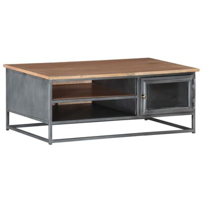 vidaXL Table basse Gris 90x50x35 cm Bois d'acacia massif