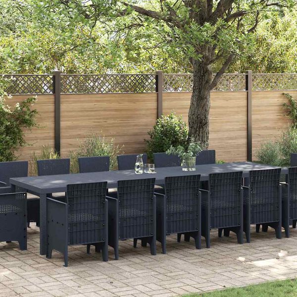vidaXL Ensemble de salle à manger pour jardin 15 pcs Anthracite