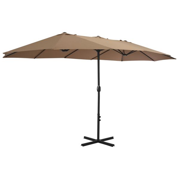 vidaXL Parasol d'ext&eacute;rieur et poteau en aluminium 460x270 cm taupe