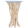 vidaXL Table basse avec dessus en verre 35x35x50cm Bois de teck massif