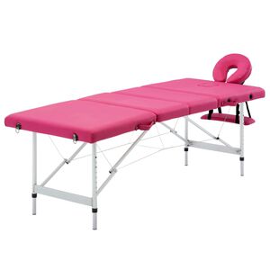 vidaXL Table de massage pliable 4 zones Aluminium Rose