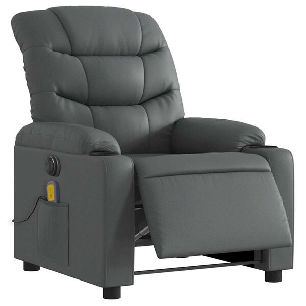 vidaXL Fauteuil inclinable de massage &eacute;lectrique gris similicuir