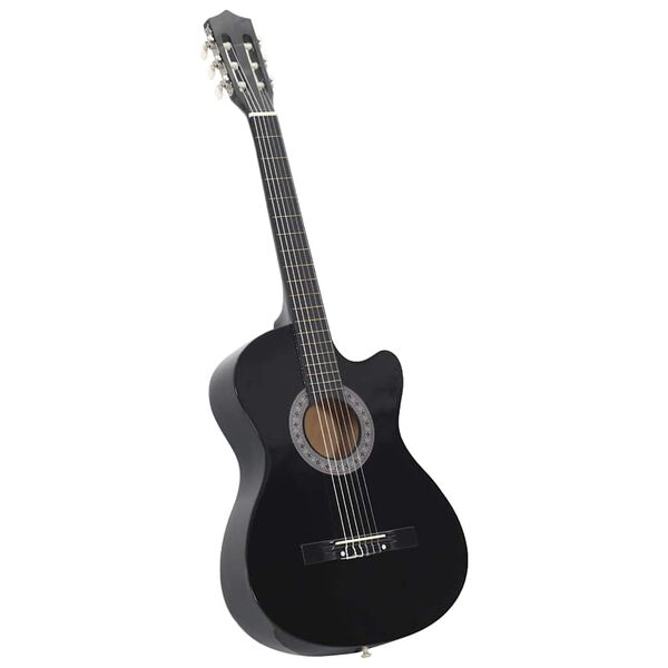 vidaXL Ensemble de guitare d&eacute;coup&eacute;e classique 12 pcs 6 cordes Noir 38"