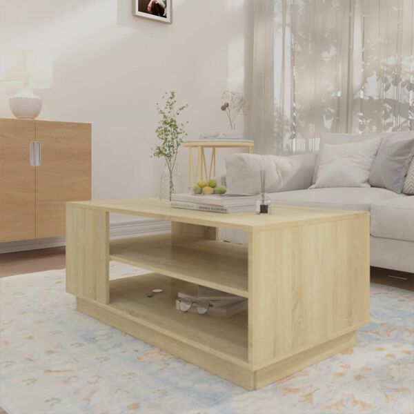 vidaXL Table basse ch&ecirc;ne sonoma 102x55x43 cm bois d'ing&eacute;nierie