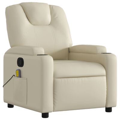 vidaXL Fauteuil inclinable de massage Crème Similicuir