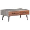 vidaXL Table basse Gris 100x60x40 cm Bois massif de manguier brut
