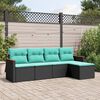 vidaXL Salon de jardin 5 pcs avec coussins noir r&eacute;sine tress&eacute;e