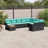 vidaXL Salon de jardin 10 pcs avec coussins noir r&eacute;sine tress&eacute;e