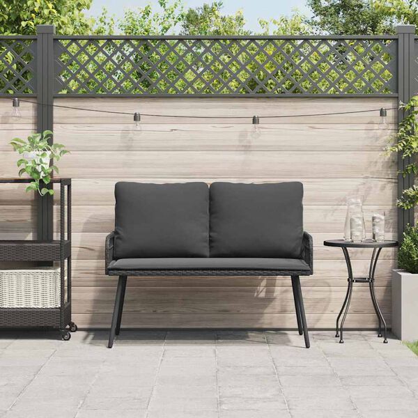vidaXL Banc de jardin avec coussin Gris 114 x 64 x 78cm Métal