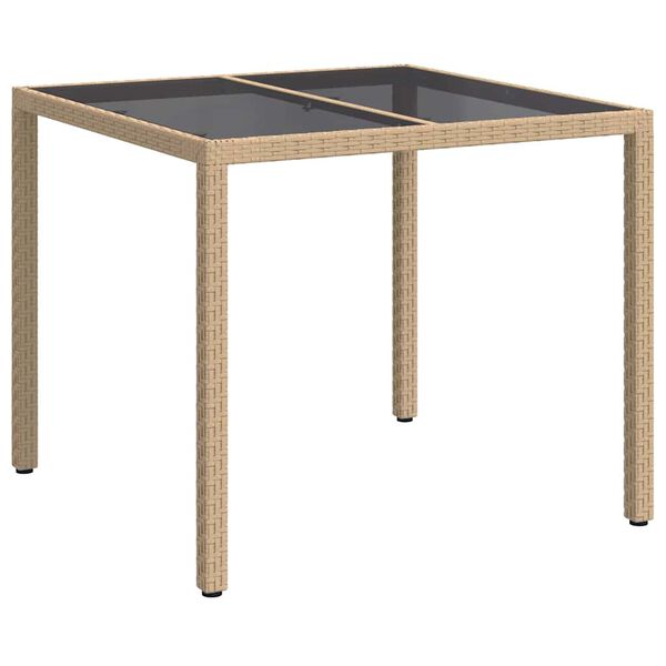 vidaXL Table de Jardin Beige 90 x 90 x 75 cm polyrotin